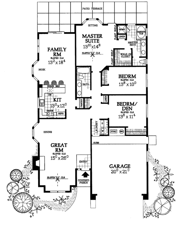House Plan Design - Ranch Floor Plan - Main Floor Plan #72-1097
