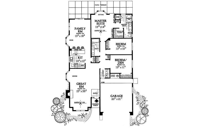 Home Plan - Floor Plan - Main Floor for Ranch House Plan #72-1097 - 3 bed, 2 bath