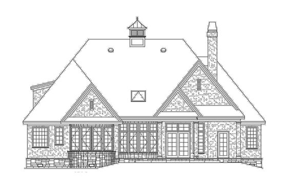 Exterior - Rear Elevation 2 for European House Plan #929-957 - 3 bed, 3 bath