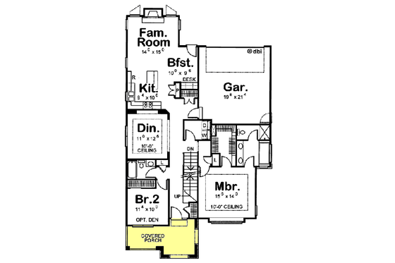 Floor Plan - Main Floor for European House Plan #20-1234 - 4 bed, 3 bath