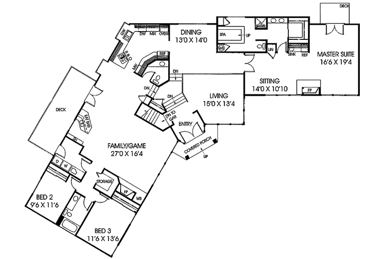 Home Plan - Floor Plan - Main Floor for Contemporary House Plan #60-918 - 3 bed, 2.5 bath