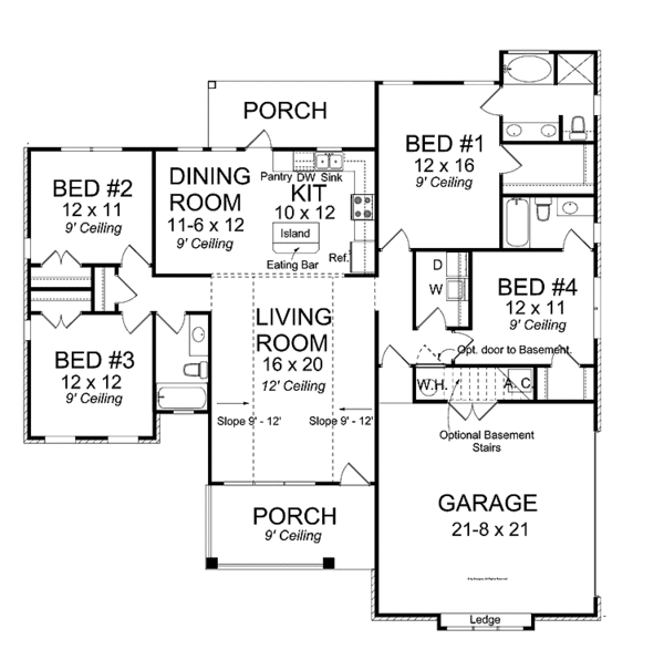 Architectural House Design - Traditional Floor Plan - Main Floor Plan #513-2150