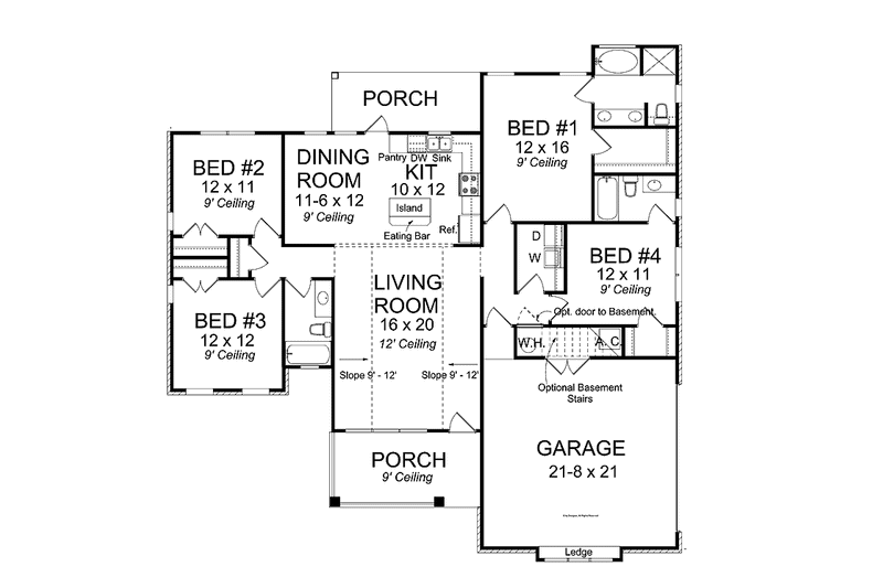 Dream House Plan - Floor Plan - Main Floor for Traditional House Plan #513-2150 - 4 bed, 3 bath