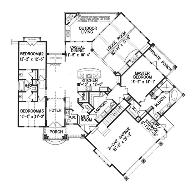 Home Plan - Craftsman Floor Plan - Main Floor Plan #54-368