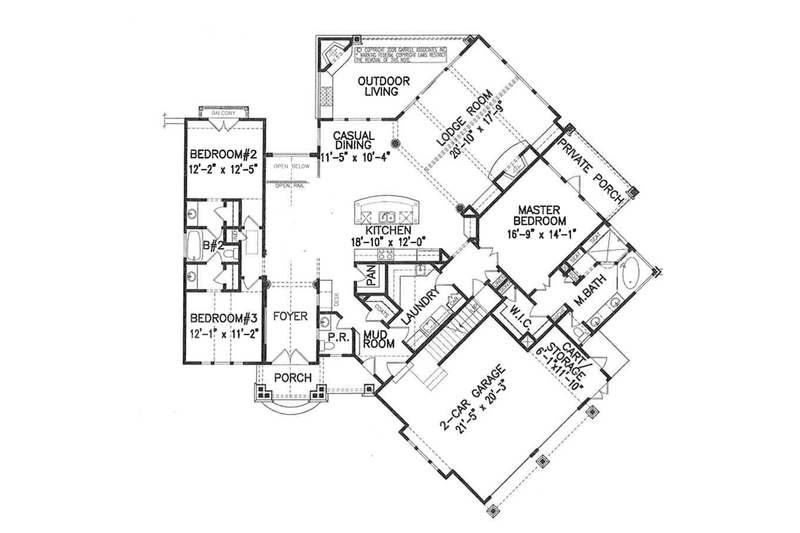 Dream House Plan - Floor Plan - Main Floor 1 for Craftsman House Plan #54-368 - 3 bed, 2.5 bath