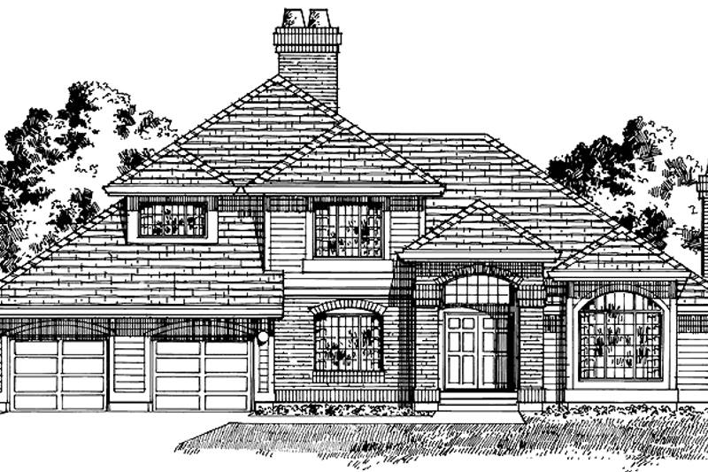 Home Plan - Exterior - Front Elevation 3 for Mediterranean House Plan #47-1004 - 3 bed, 3 bath