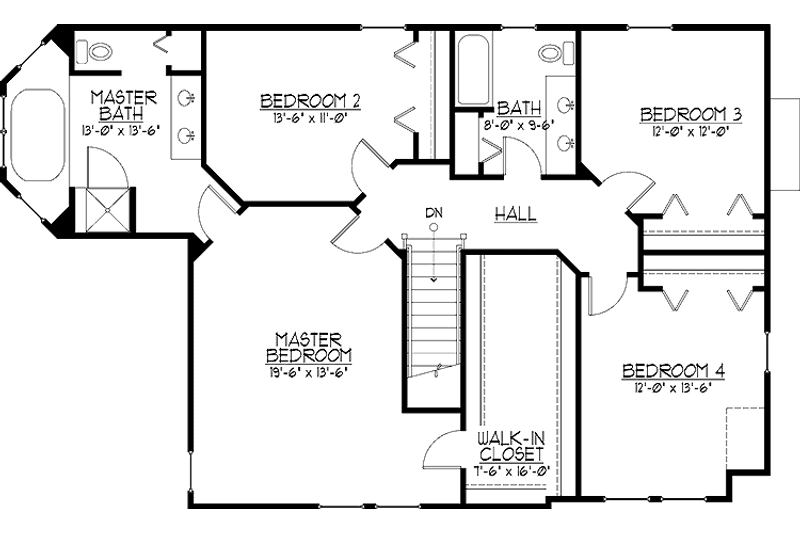House Blueprint - Floor Plan - Upper Floor for Country House Plan #978-25 - 4 bed, 2.5 bath