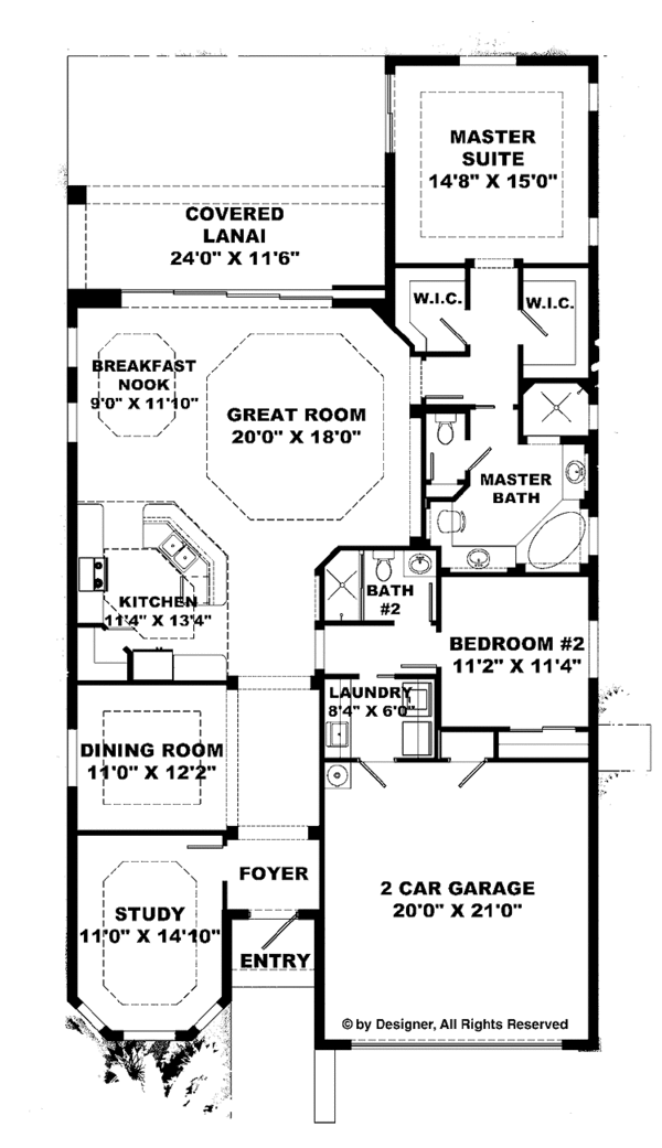 Architectural House Design - Mediterranean Floor Plan - Main Floor Plan #1017-83