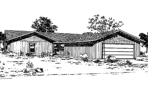 Exterior - Front Elevation 3 for Contemporary House Plan #60-670 - 3 bed, 2 bath