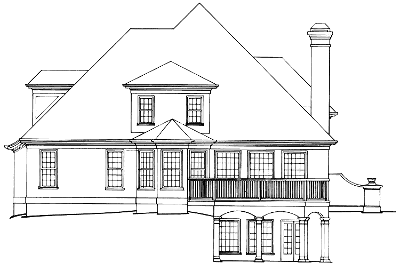 Home Plan - Exterior - Rear Elevation for European House Plan #429-73 - 4 bed, 3.5 bath