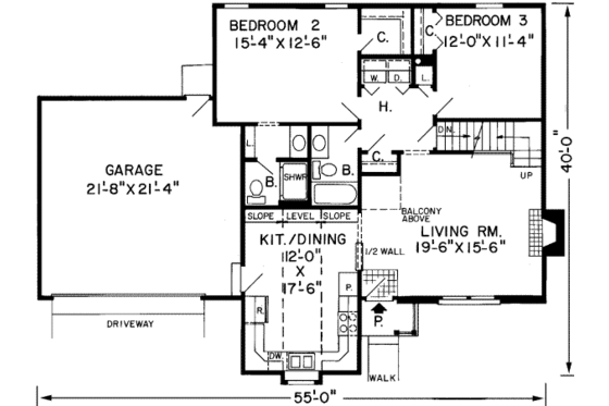 Floor Plan - Main Floor for Traditional House Plan #312-120 - 3 bed, 3 bath
