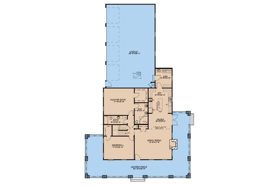 Floor Plan - Main Floor for Farmhouse House Plan #923-174 - 2 bed, 3 bath
