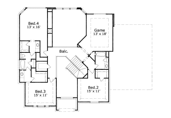 European Floor Plan - Upper Floor Plan #411-133