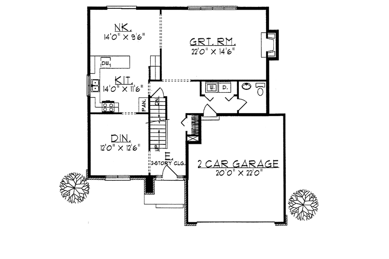 Architectural House Design - Floor Plan - Main Floor for Traditional House Plan #70-1321 - 4 bed, 2.5 bath