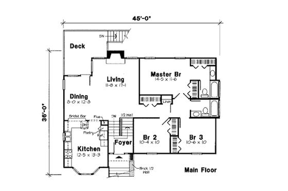 Floor Plan - Main Floor for Traditional House Plan #312-823 - 3 bed, 2 bath