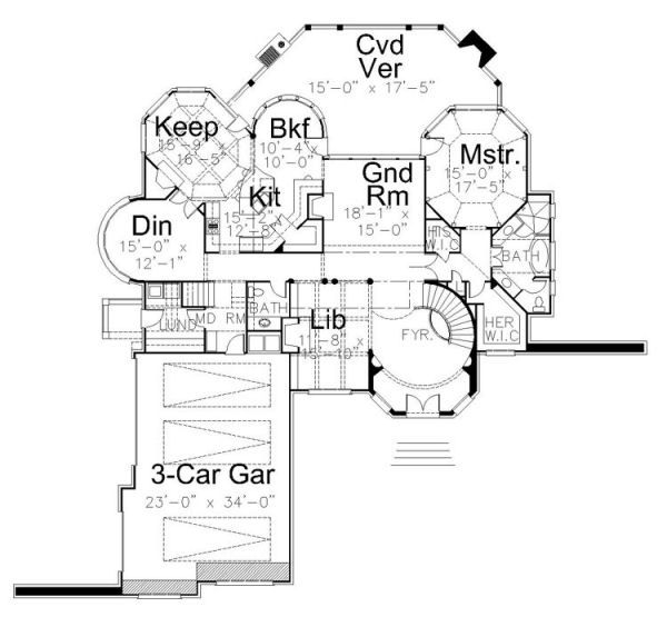 House Blueprint - European Floor Plan - Main Floor Plan #119-309