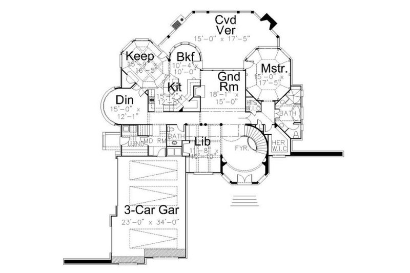 House Plan Design - Floor Plan - Main Floor for European House Plan #119-309 - 4 bed, 4 bath