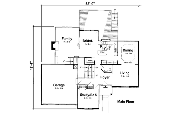 Floor Plan - Main Floor for Traditional House Plan #312-591 - 4 bed, 3.5 bath