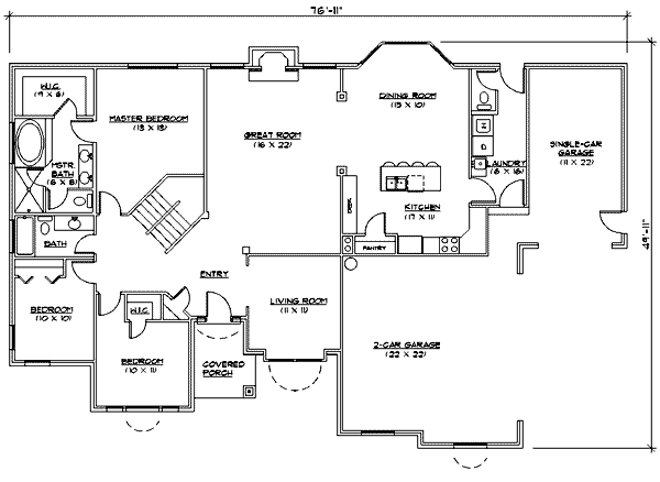 Home Plan - Traditional Floor Plan - Main Floor Plan #5-128