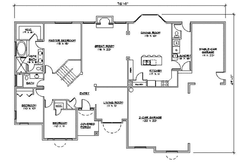 Home Plan - Floor Plan - Main Floor for Traditional House Plan #5-128 - 3 bed, 2.5 bath