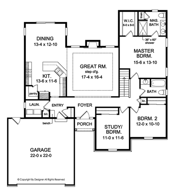 Architectural House Design - Ranch Floor Plan - Main Floor Plan #1010-138