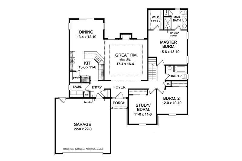 Architectural House Design - Floor Plan - Main Floor for Ranch House Plan #1010-138 - 3 bed, 2 bath