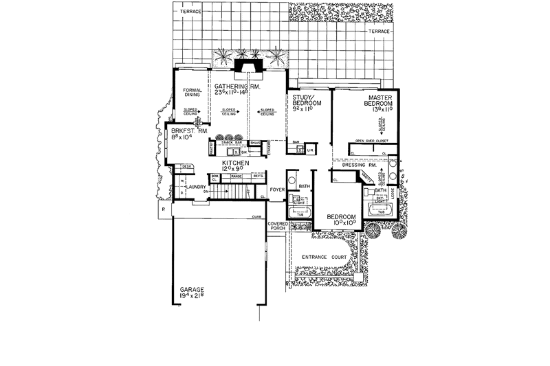 Home Plan - Floor Plan - Main Floor for Contemporary House Plan #72-759 - 3 bed, 2 bath