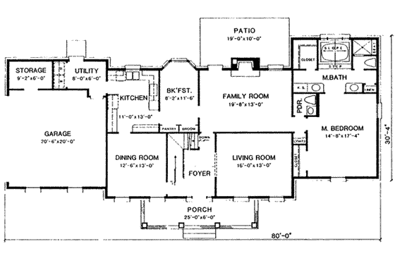 Floor Plan - Main Floor for Southern House Plan #10-256 - 5 bed, 3.5 bath