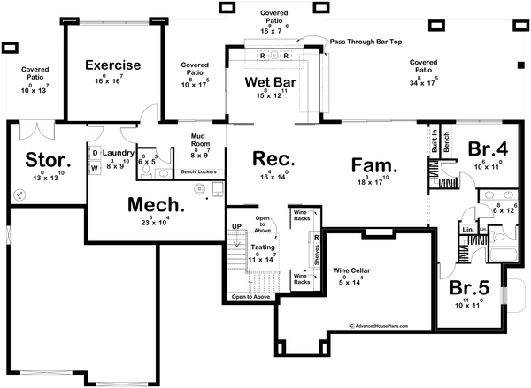 Prairie Floor Plan - Lower Floor Plan #455-304