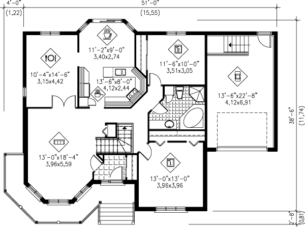 Victorian Floor Plan - Main Floor Plan #25-134