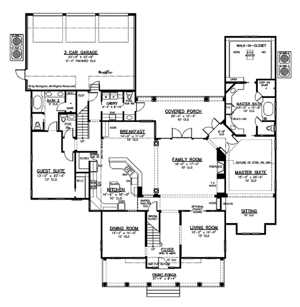 House Design - Colonial Floor Plan - Main Floor Plan #1019-4