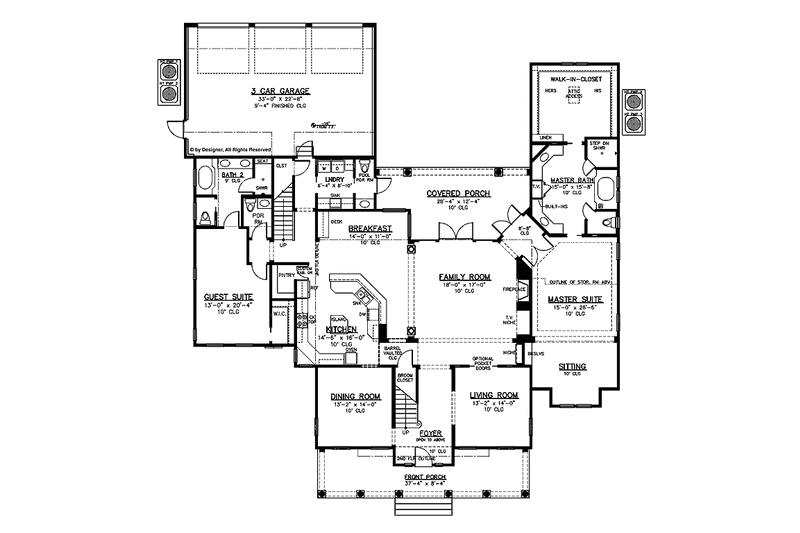 Architectural House Design - Floor Plan - Main Floor for Colonial House Plan #1019-4 - 6 bed, 5 bath