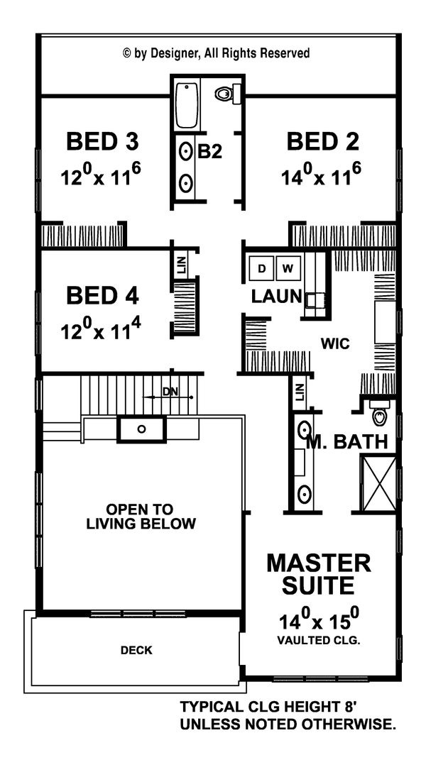 Home Plan - Contemporary Floor Plan - Upper Floor Plan #20-2205