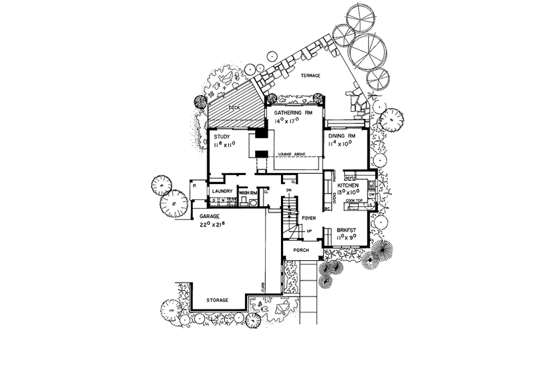 Home Plan - Floor Plan - Main Floor for Contemporary House Plan #72-863 - 3 bed, 2.5 bath