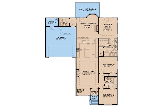 Floor Plan - Main Floor for Traditional House Plan #923-193 - 3 bed, 2 bath