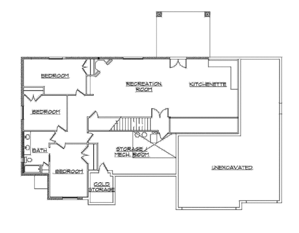 Home Plan - Traditional Floor Plan - Lower Floor Plan #945-118