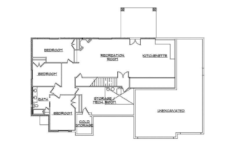 Dream House Plan - Floor Plan - Lower Floor for Traditional House Plan #945-118 - 1 bed, 1.5 bath