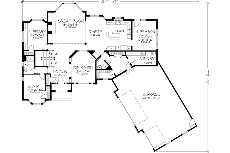Home Plan - Floor Plan - Main Floor for European House Plan #320-1047 - 5 bed, 3.5 bath