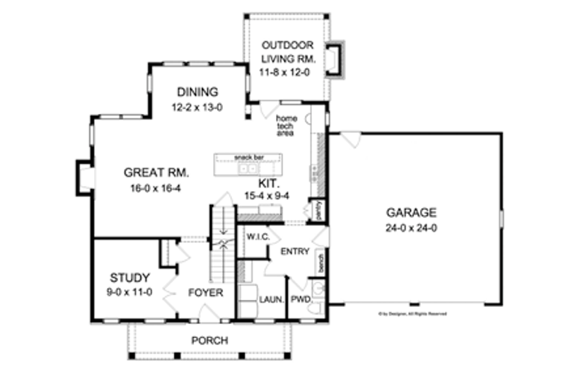 Home Plan - Floor Plan - Main Floor for Colonial House Plan #1010-50 - 4 bed, 2.5 bath