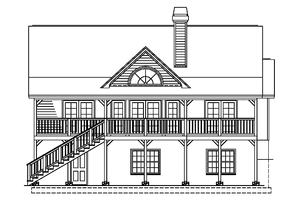Exterior - Rear Elevation for Country House Plan #929-517 - 3 bed, 3 bath