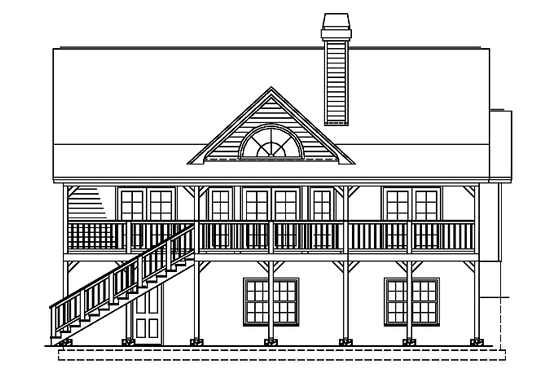 Exterior - Rear Elevation for Country House Plan #929-517 - 3 bed, 3 bath