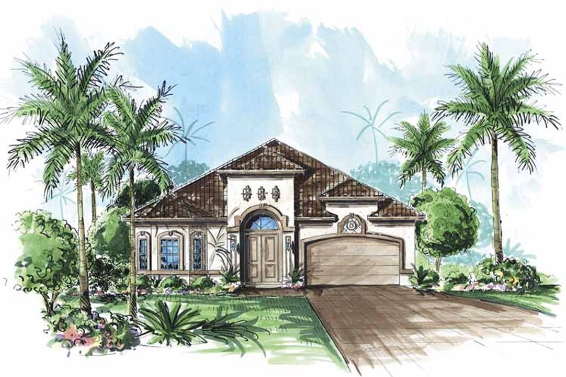 Architectural House Design - Exterior - Front Elevation 3 for Mediterranean House Plan #1017-85 - 4 bed, 3 bath