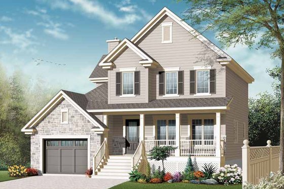 Exterior - Front Elevation 3 for Country House Plan #23-2542 - 3 bed, 1.5 bath