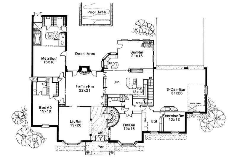 Home Plan - Floor Plan - Main Floor for Classical House Plan #310-1068 - 7 bed, 5.5 bath