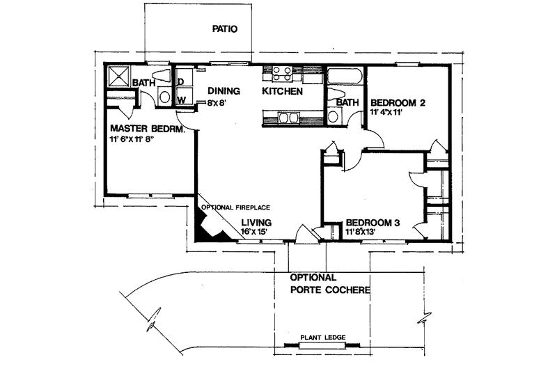 Home Plan - Floor Plan - Main Floor for Ranch House Plan #30-239 - 3 bed, 2 bath