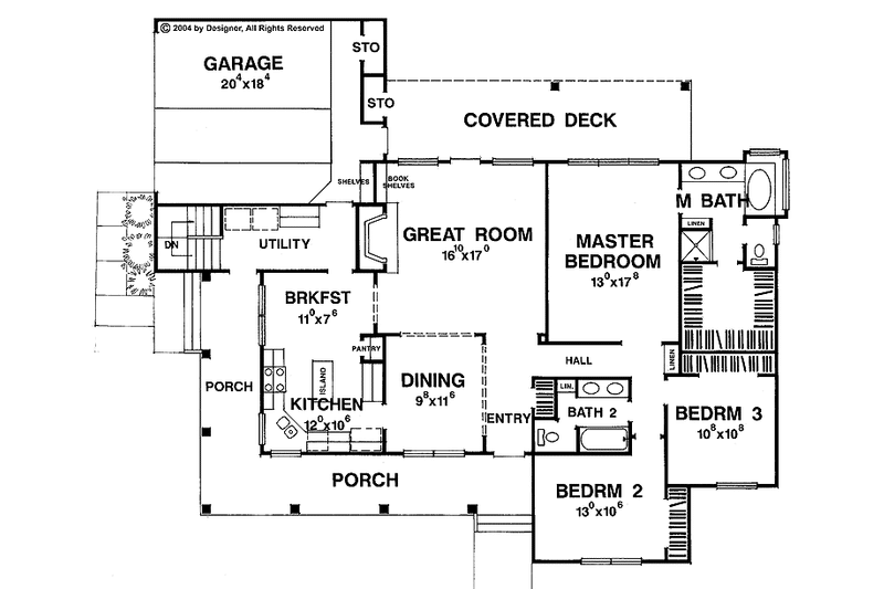 Dream House Plan - Floor Plan - Main Floor for Country House Plan #472-65 - 3 bed, 2 bath