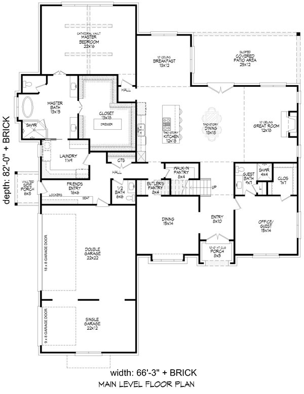 House Design - Floor Plan - Main Floor for Country House Plan #932-1451 - 5 bed, 4.5 bath