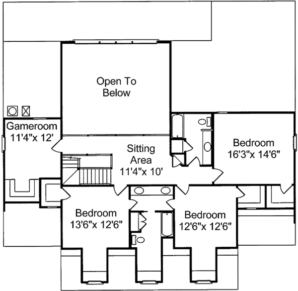 Architectural House Design - Southern Floor Plan - Upper Floor Plan #37-243