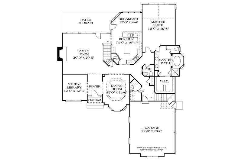 Dream House Plan - Floor Plan - Main Floor for Traditional House Plan #453-171 - 4 bed, 3.5 bath