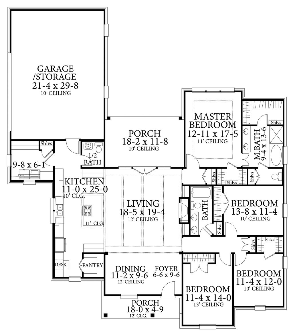 Cottage Style House Plan 4 Beds 2 5 Baths 2298 Sq Ft Plan 406 9654